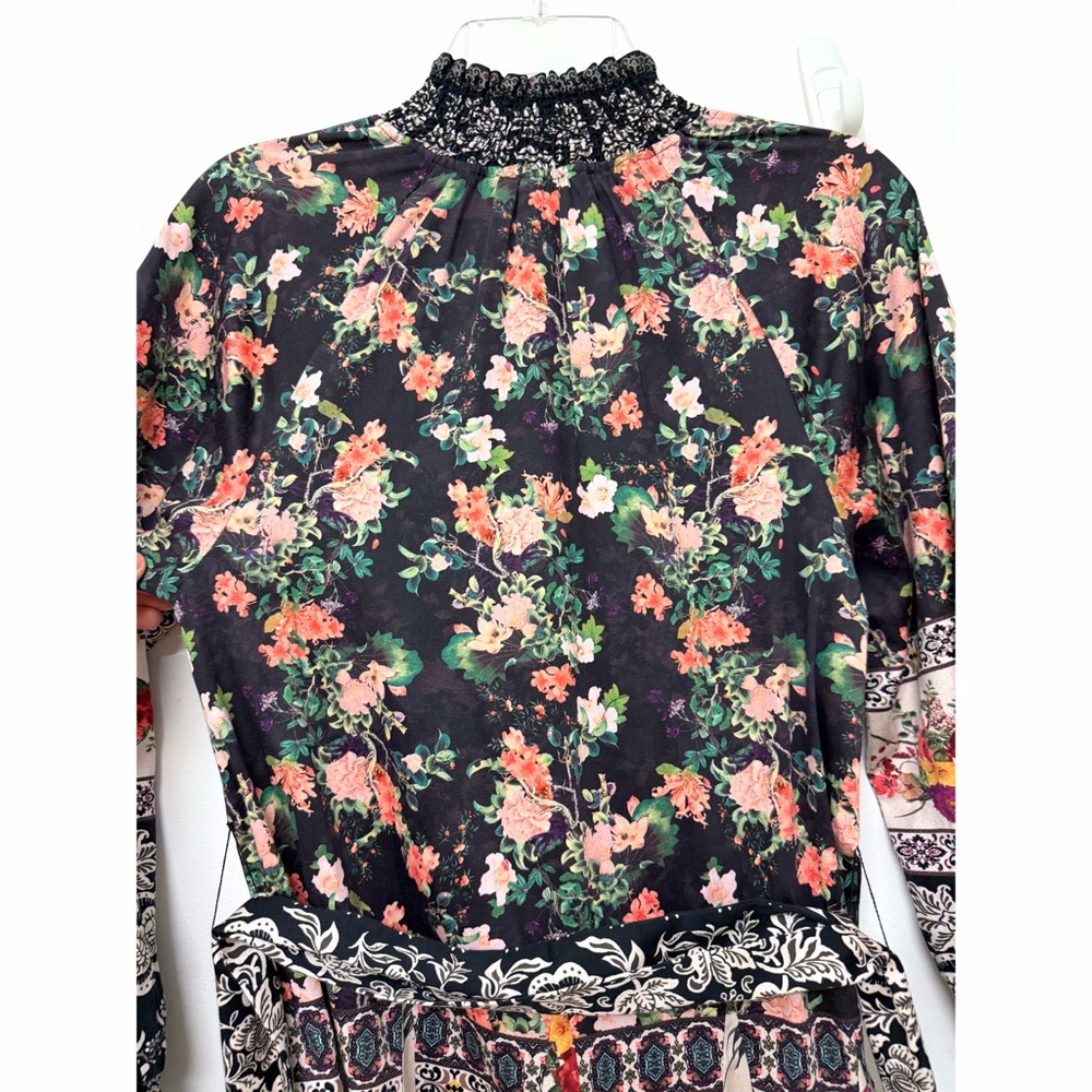 Alice + Olivia Janis Mini Dress Mock Neck Dream Castle Floral Black White 0 - Picture 14 of 16